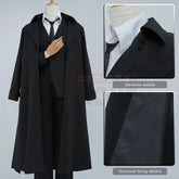 Halloweez Dazai Osamu Cosplay Costume Wig with Black Lining Coat & Elastic Pants - Halloweez